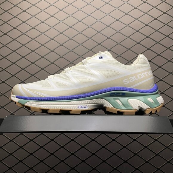 Salomon XT-6 Sneakers in Cream Granite Green Gum